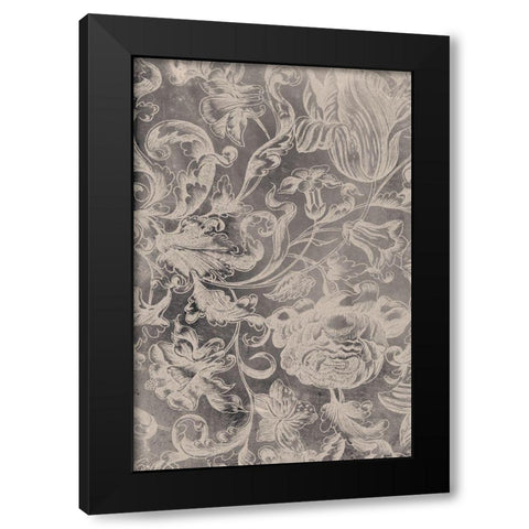 Aged Floral I Black Modern Wood Framed Art Print with Double Matting by Vision Studio