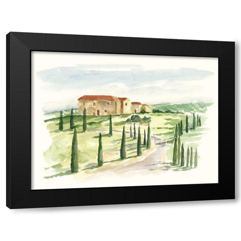 Watercolor Tuscan Villa I Black Modern Wood Framed Art Print with Double Matting by Harper, Ethan