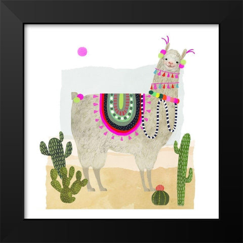 Llamarama II Black Modern Wood Framed Art Print by Borges, Victoria