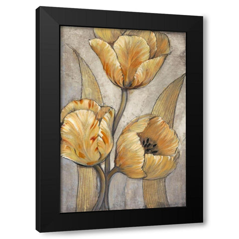Ochre and Grey Tulips I Black Modern Wood Framed Art Print by OToole, Tim