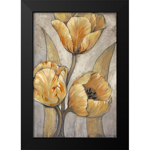 Ochre and Grey Tulips I Black Modern Wood Framed Art Print by OToole, Tim