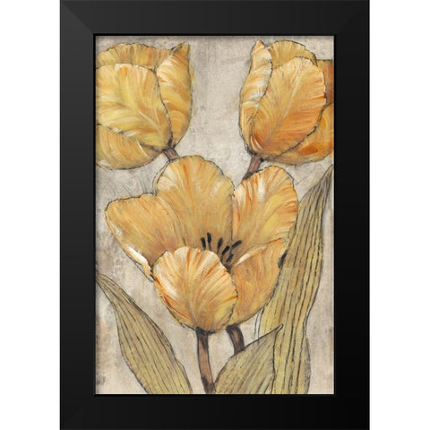 Ochre and Grey Tulips II Black Modern Wood Framed Art Print by OToole, Tim