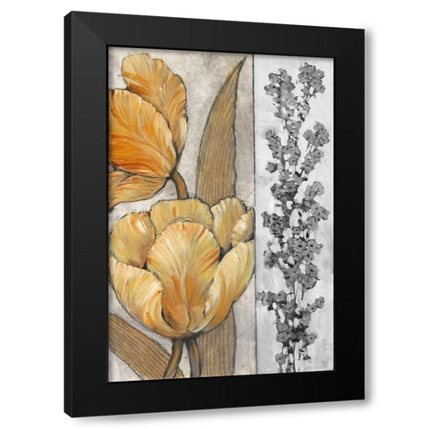 Ochre and Grey Tulips III Black Modern Wood Framed Art Print by OToole, Tim
