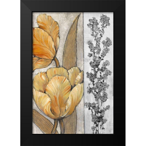 Ochre and Grey Tulips III Black Modern Wood Framed Art Print by OToole, Tim