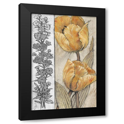 Ochre and Grey Tulips IV Black Modern Wood Framed Art Print by OToole, Tim