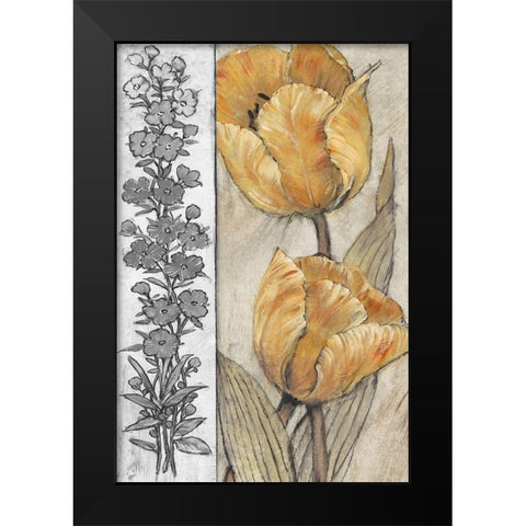 Ochre and Grey Tulips IV Black Modern Wood Framed Art Print by OToole, Tim