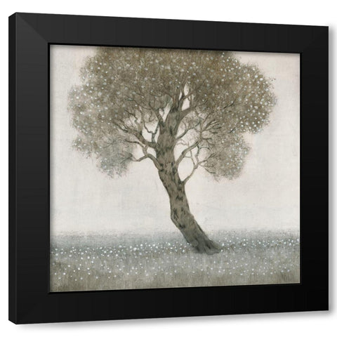 White Blossom Tree Black Modern Wood Framed Art Print by OToole, Tim