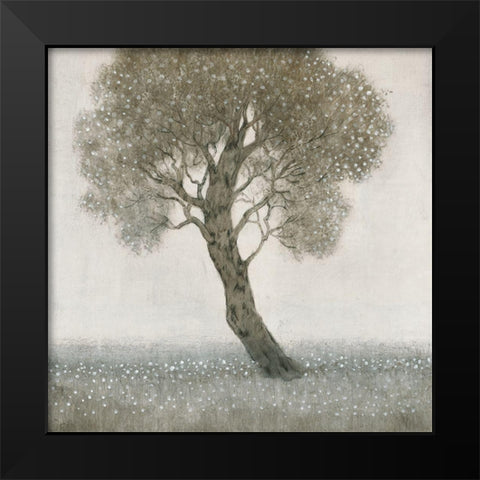 White Blossom Tree Black Modern Wood Framed Art Print by OToole, Tim