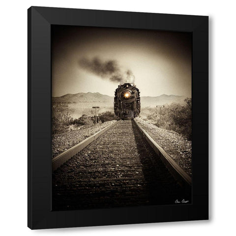 Train Arrival II Black Modern Wood Framed Art Print by Drost, David