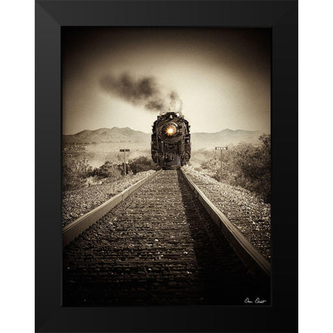 Train Arrival II Black Modern Wood Framed Art Print by Drost, David