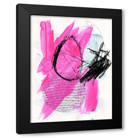 Neon Flamingos I Black Modern Wood Framed Art Print by Parker, Jennifer Paxton