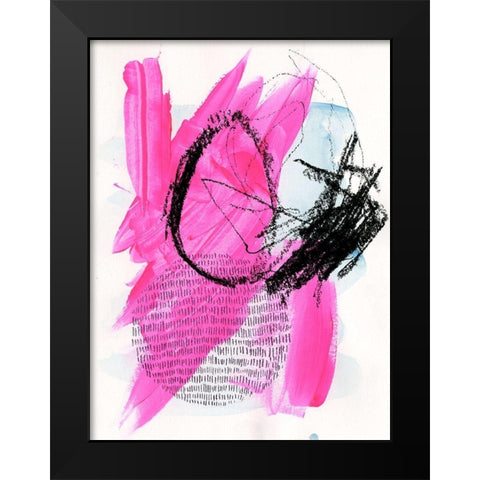 Neon Flamingos I Black Modern Wood Framed Art Print by Parker, Jennifer Paxton