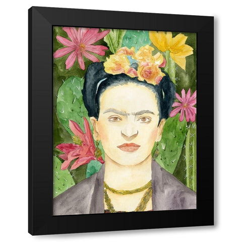Frida Kahlo I Black Modern Wood Framed Art Print by Wang, Melissa