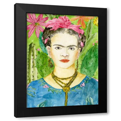 Frida Kahlo II Black Modern Wood Framed Art Print with Double Matting by Wang, Melissa