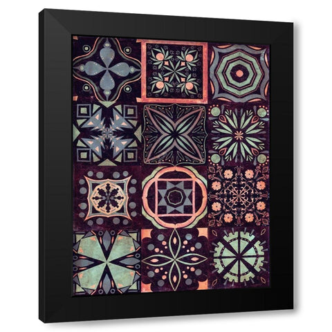 Kaleidoscope Tile II Black Modern Wood Framed Art Print by Borges, Victoria