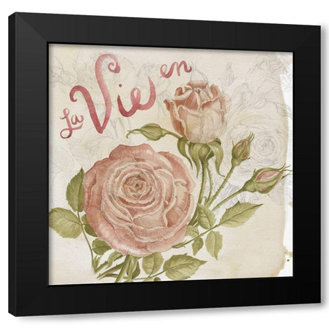 Rose Romance II Black Modern Wood Framed Art Print by Parker, Jennifer Paxton