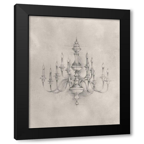 Chandelier Schematic I Black Modern Wood Framed Art Print by Harper, Ethan