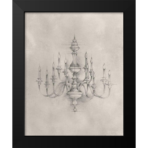 Chandelier Schematic I Black Modern Wood Framed Art Print by Harper, Ethan