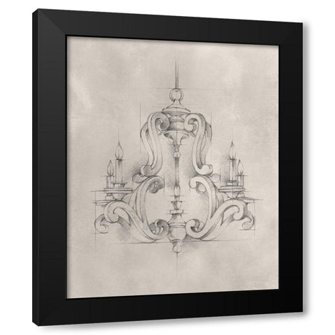Chandelier Schematic II Black Modern Wood Framed Art Print by Harper, Ethan
