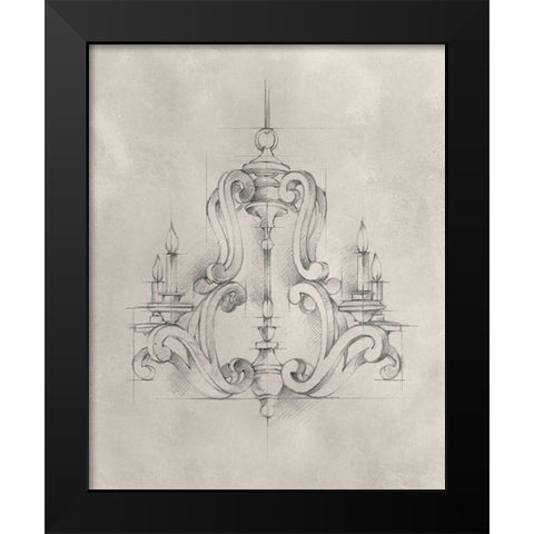 Chandelier Schematic II Black Modern Wood Framed Art Print by Harper, Ethan