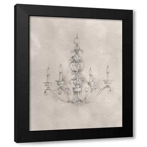 Chandelier Schematic III Black Modern Wood Framed Art Print by Harper, Ethan