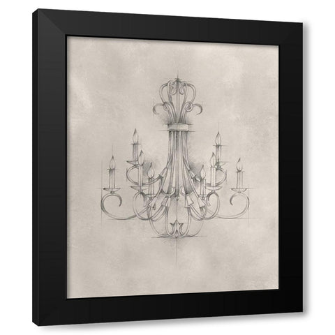 Chandelier Schematic IV Black Modern Wood Framed Art Print by Harper, Ethan