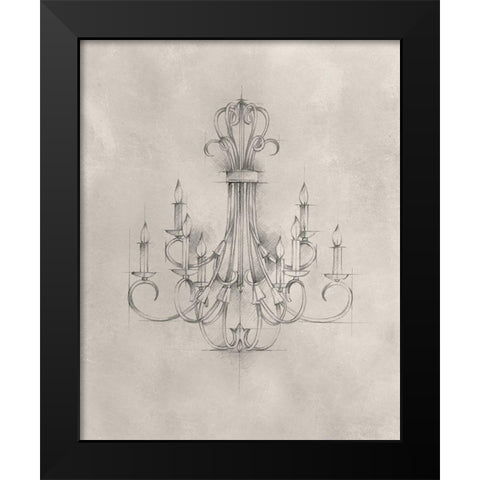 Chandelier Schematic IV Black Modern Wood Framed Art Print by Harper, Ethan