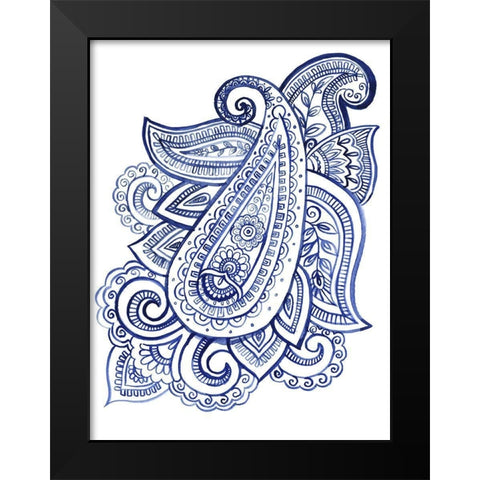 Indigo Paisley III Black Modern Wood Framed Art Print by Parker, Jennifer Paxton