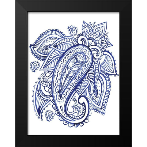 Indigo Paisley IV Black Modern Wood Framed Art Print by Parker, Jennifer Paxton