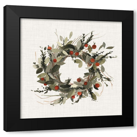 Farmhouse Wreath I Black Modern Wood Framed Art Print by Scarvey, Emma