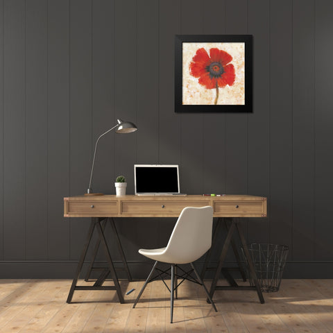 Red Poppy Portrait I Black Modern Wood Framed Art Print by OToole, Tim