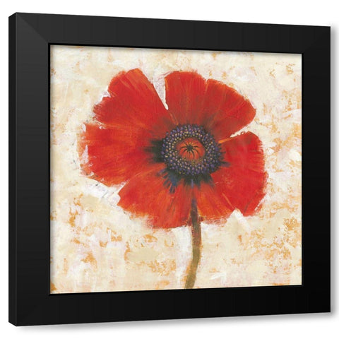 Red Poppy Portrait I Black Modern Wood Framed Art Print by OToole, Tim