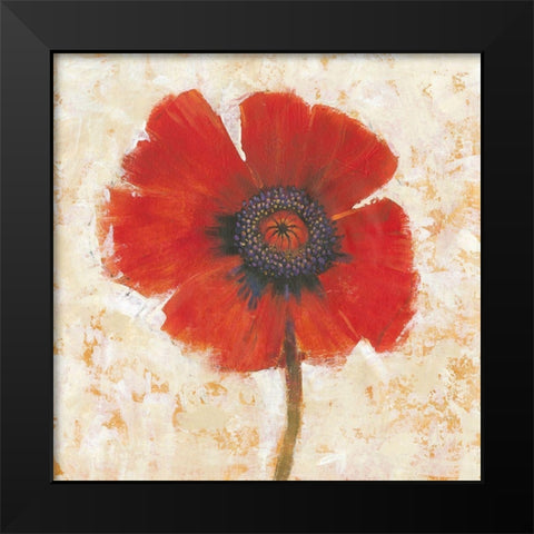 Red Poppy Portrait I Black Modern Wood Framed Art Print by OToole, Tim