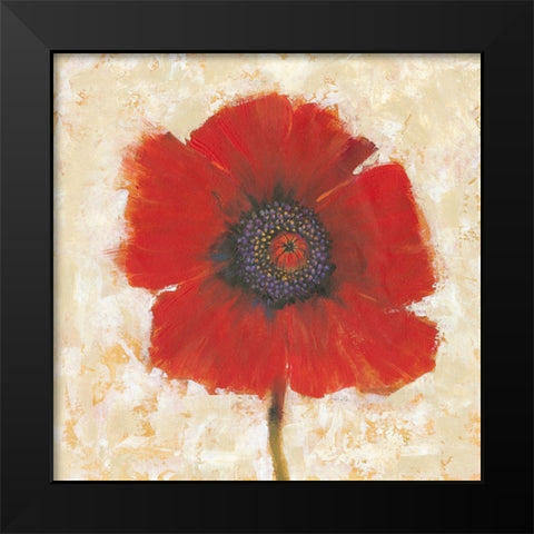Red Poppy Portrait II Black Modern Wood Framed Art Print by OToole, Tim