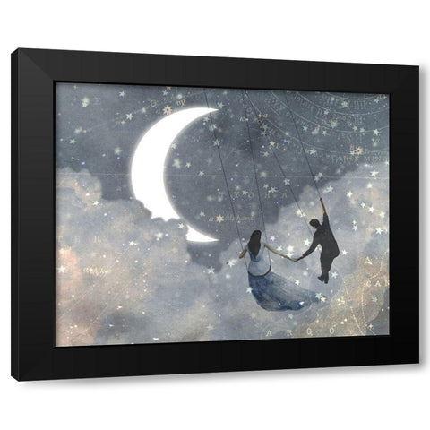 Celestial Love I Black Modern Wood Framed Art Print by Borges, Victoria