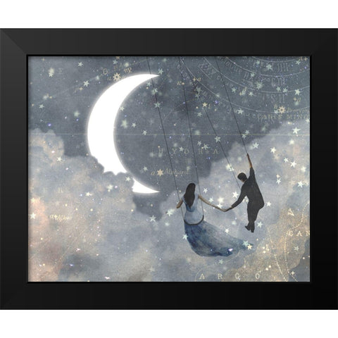 Celestial Love I Black Modern Wood Framed Art Print by Borges, Victoria