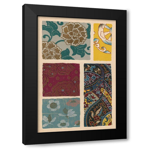 Japanese Textile Design I Black Modern Wood Framed Art Print with Double Matting by Seizan, Ema