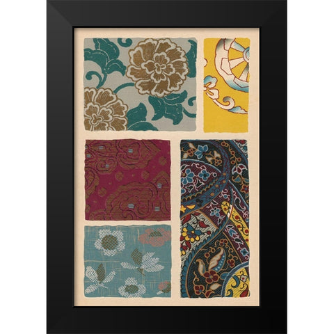 Japanese Textile Design I Black Modern Wood Framed Art Print by Seizan, Ema