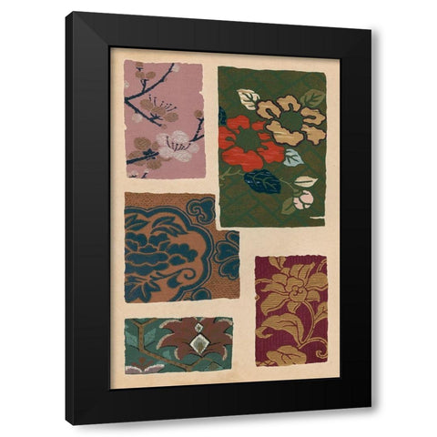 Japanese Textile Design II Black Modern Wood Framed Art Print with Double Matting by Seizan, Ema