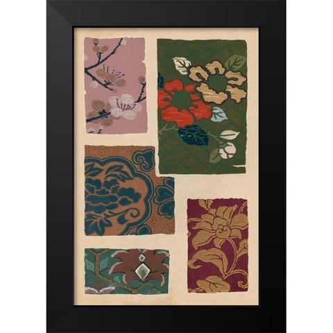 Japanese Textile Design II Black Modern Wood Framed Art Print by Seizan, Ema