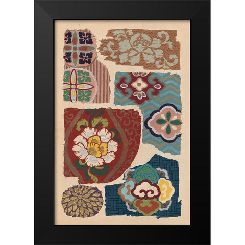 Japanese Textile Design III Black Modern Wood Framed Art Print by Seizan, Ema