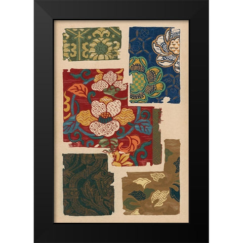 Japanese Textile Design IV Black Modern Wood Framed Art Print by Seizan, Ema