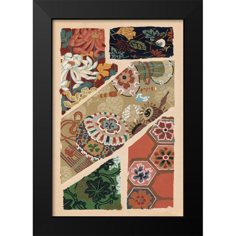 Japanese Textile Design V Black Modern Wood Framed Art Print by Seizan, Ema