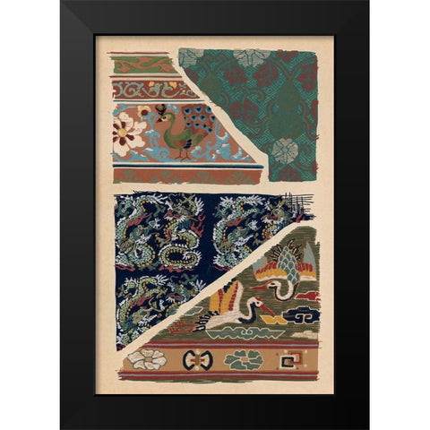 Japanese Textile Design VI Black Modern Wood Framed Art Print by Seizan, Ema