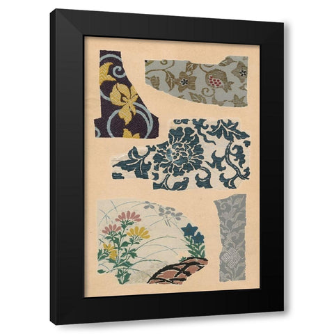 Japanese Textile Design VII Black Modern Wood Framed Art Print by Seizan, Ema