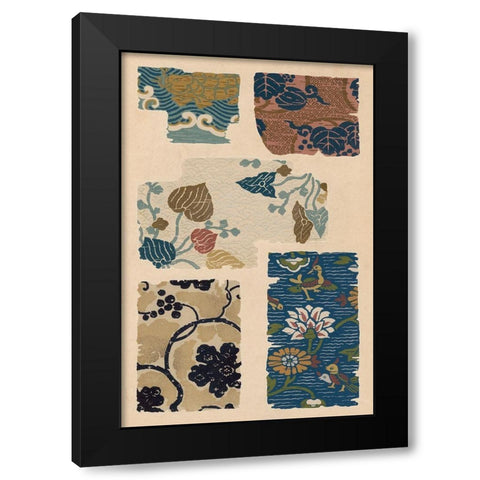 Japanese Textile Design VIII Black Modern Wood Framed Art Print with Double Matting by Seizan, Ema