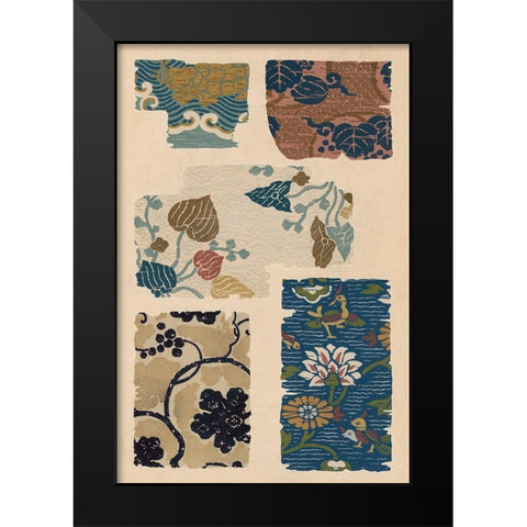 Japanese Textile Design VIII Black Modern Wood Framed Art Print by Seizan, Ema
