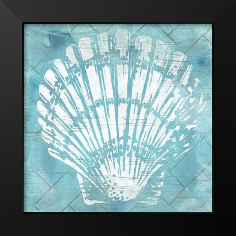Cerulean Shell I Black Modern Wood Framed Art Print by Vess, June Erica