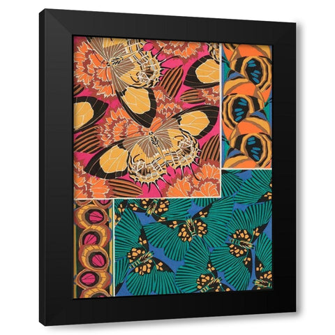 Decorative Butterflies III Black Modern Wood Framed Art Print with Double Matting by Seguy, Eugene