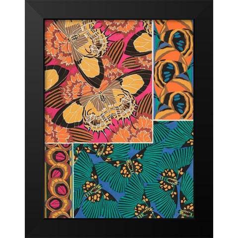 Decorative Butterflies III Black Modern Wood Framed Art Print by Seguy, Eugene